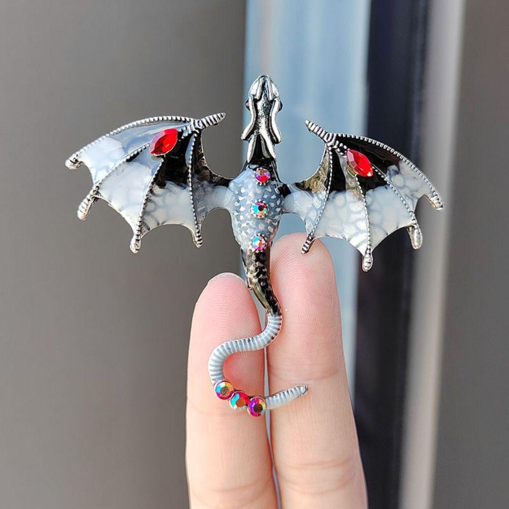 Vintage Enamel Dragon Brooches Jewelry Flying Dragon Brooch Office Rhinestone Brooch Pins
