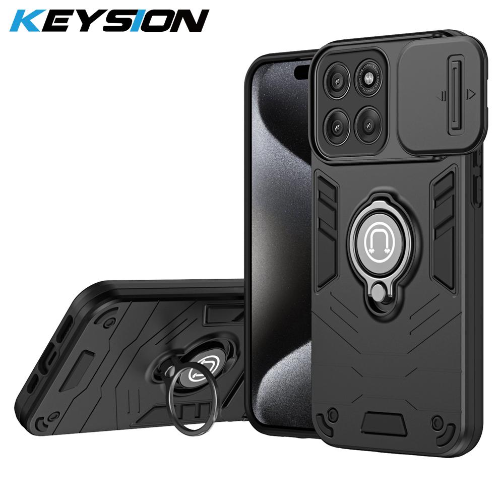 KEYSION Shockproof Armor Case for Motorola Edge 60 Pro 5G Camera Protection Ring Stand Phone Back Cover for MOTO Edge 60 Pro 5G