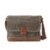 Waxed Canvas Patchwork Crossbody Bag - Top Grain Cowhide, Waterproof, Retro, Casual Men's Shoulder Bag