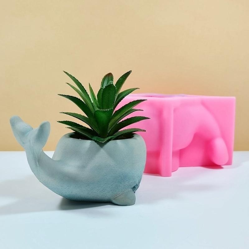 Flower Pots Silicone Mould Whale Candle Cup Molds Handmade Succulent Plant Molds Plaster Molds Epoxy Resin Molds