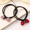 Rhinestone Strawberry Double Strand Elastic Hair Tie - Cute Fruit Hair Accessory
