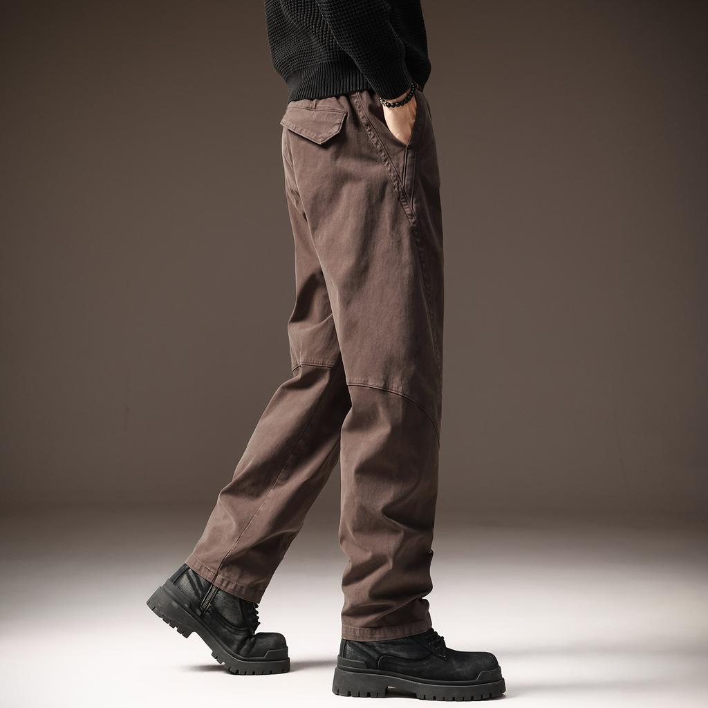 High-end wide-leg drape casual pants for men, new autumn American loose plus-size sports straight-leg pants for men