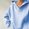 Womens Oversized Hooded Sweatshirt Long Sleeve Solid Color Casual Streetwear Top Fall Winter 2025