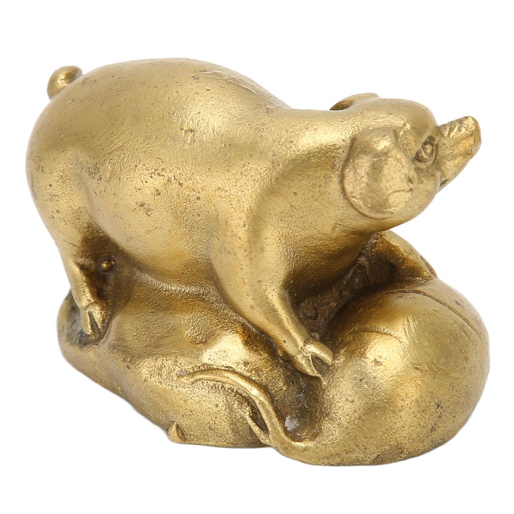 Messing Schwein Statue Dekorativ Exquisit Niedlich Glücksschwein Statue Tier Statue Ornament für Schreibtisch Bücherregal Esstisch