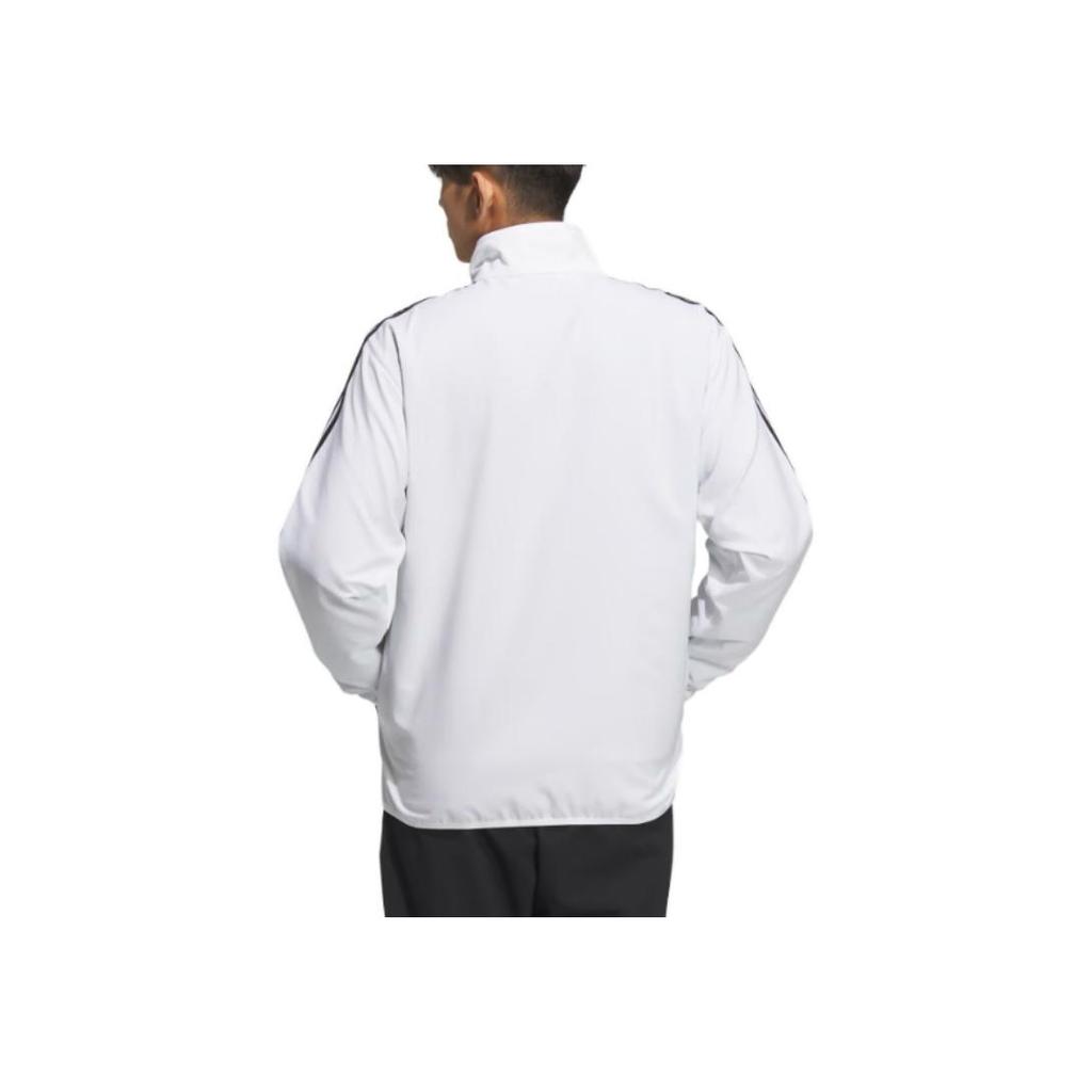 Adidas Solid Color Logo Stripe Loose Zip Jacket Men Outerwear White IA9376