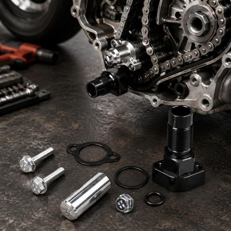 Replacement Timing Chain Tensioner HC00063 3022152 for 900 XP Motorcycle Engine Service, Aluminum Housing Designed to Maintain Engine Chain System