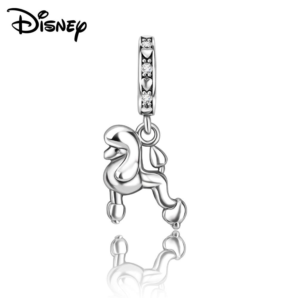 Disney 925 Silver Mickey and Flower Fairy Pendant Beads Suitable for Girls To DIY Original Bracelets Fashion Gifts