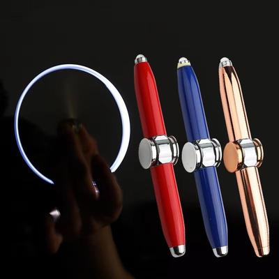 LED Fingertip Spinning Pen - Fidget Anxiety Decompression Gyro Metal Ballpoint Writing Pen For Kids Adults School