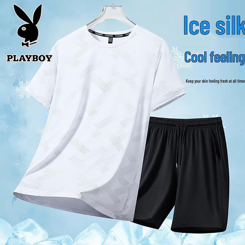 PLAYBOY Men s Summer Cooling T-Shirt Shorts Set 2XL