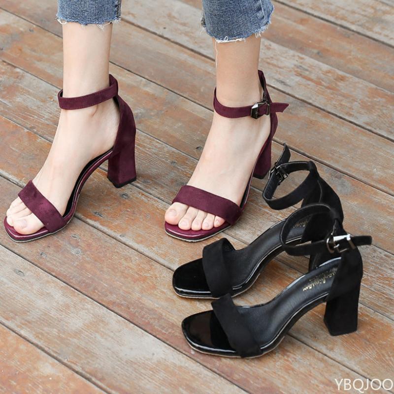 Ladies summer Sandals New open toe thick heel shoes Roman high heels with a single buckle strap Elegant sexy Women's sandal 2025