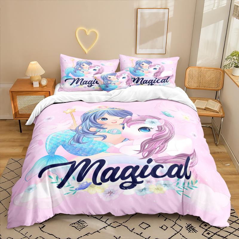 

Rainbow Pony Series 3D Digital Printing Three-Piece Bedding Kit Sheet Quilt Cover 90 * 200 two-piece set