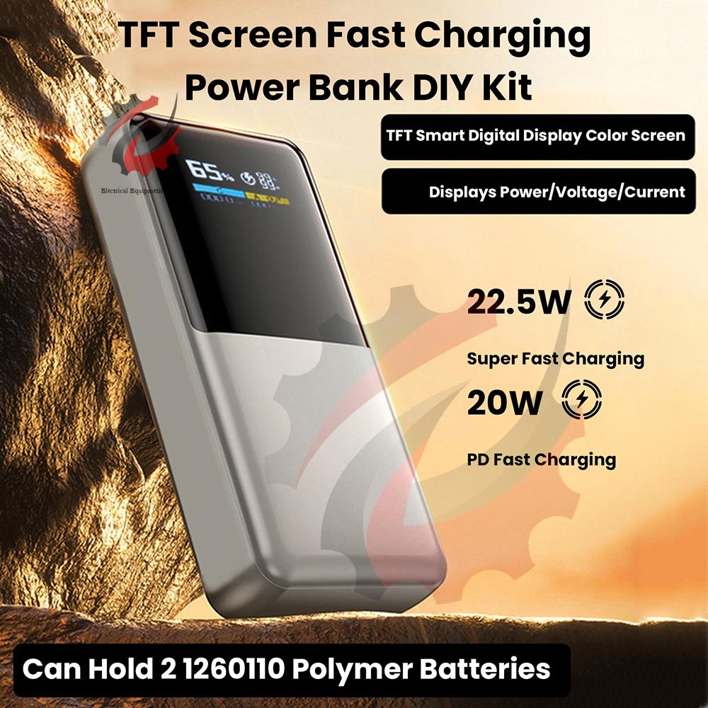 3.7V PD/QC/VOOC Type-C 22.5W Fast Charging Module TFT Color Screen Digital Tube Display Fast Charging Mobile Power Motherboard