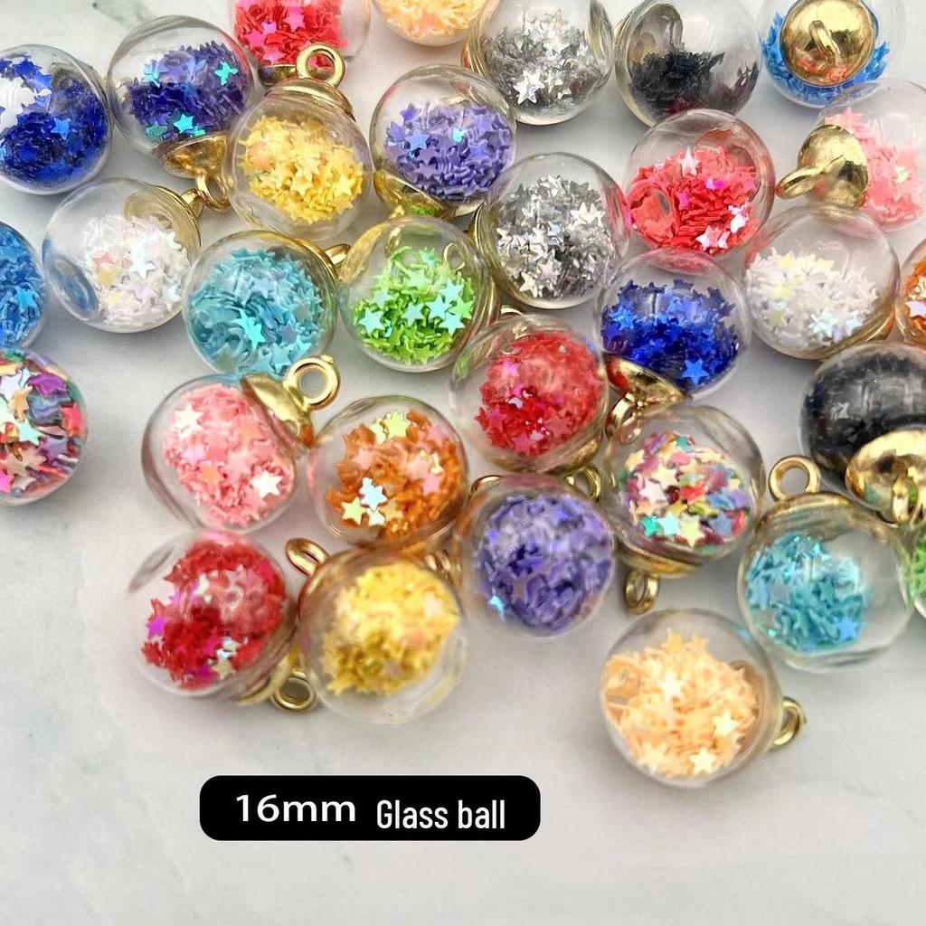 Glass Round Ball Star Sequin Pendant Earrings & Keychain Accessories