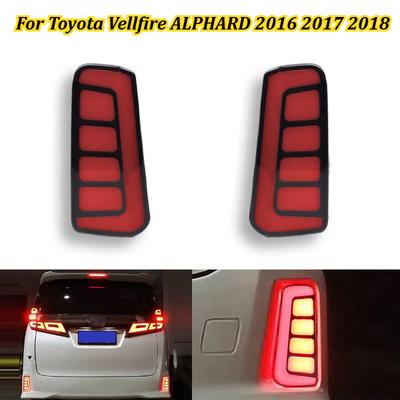 2PCS Reflector for Toyota Vellfire ALPHARD 2016 2017 2018 LED Rear Fog Lamp Bumper Light Auto Brake Light Turn Signal