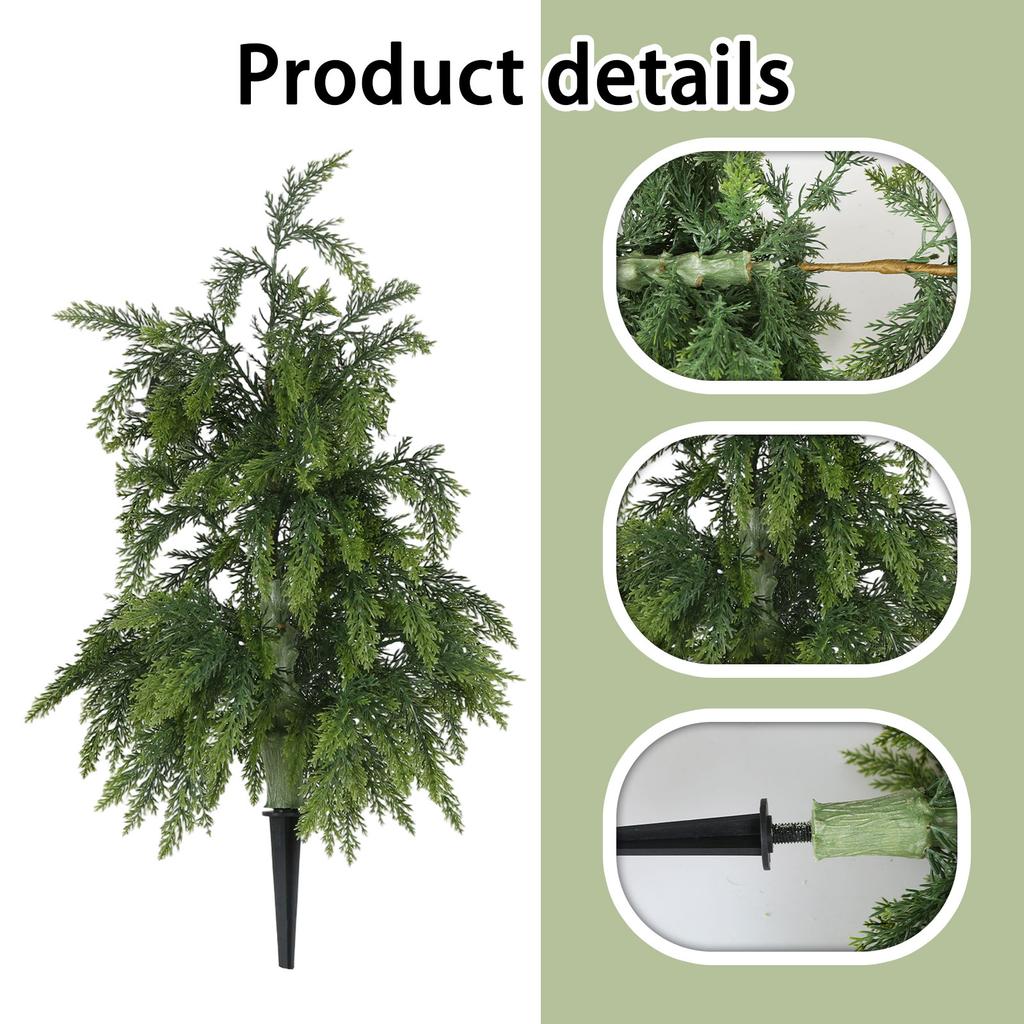 Künstliche Buchsbaum-Außenpflanzen mit Spieß, 1 Packung Falsche Zypressenbüsche UV-beständige Fake-Sträucher für Veranda-Dekoration
