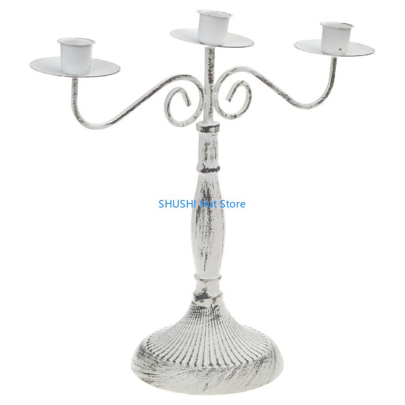 

Европейский Ретро Металлический Держатель 1/3/5-ручный Подсвечник Украшение D57B Three heads белый