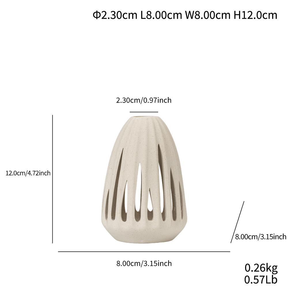 Special-Shaped Striped Ceramic Vase, Simple Flower Insert, High-End Sense, Versatile Home Soft Decoration, Light Luxury Creative Ornament