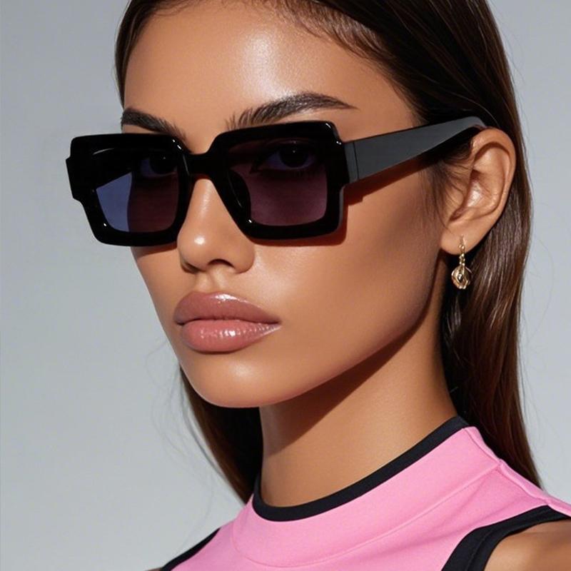 2pcs Pack New Fashion Personality Square Shaped Sunglasses Retro Punk Sun Glasses Anti Blue Light Glasses Frame Female UV400