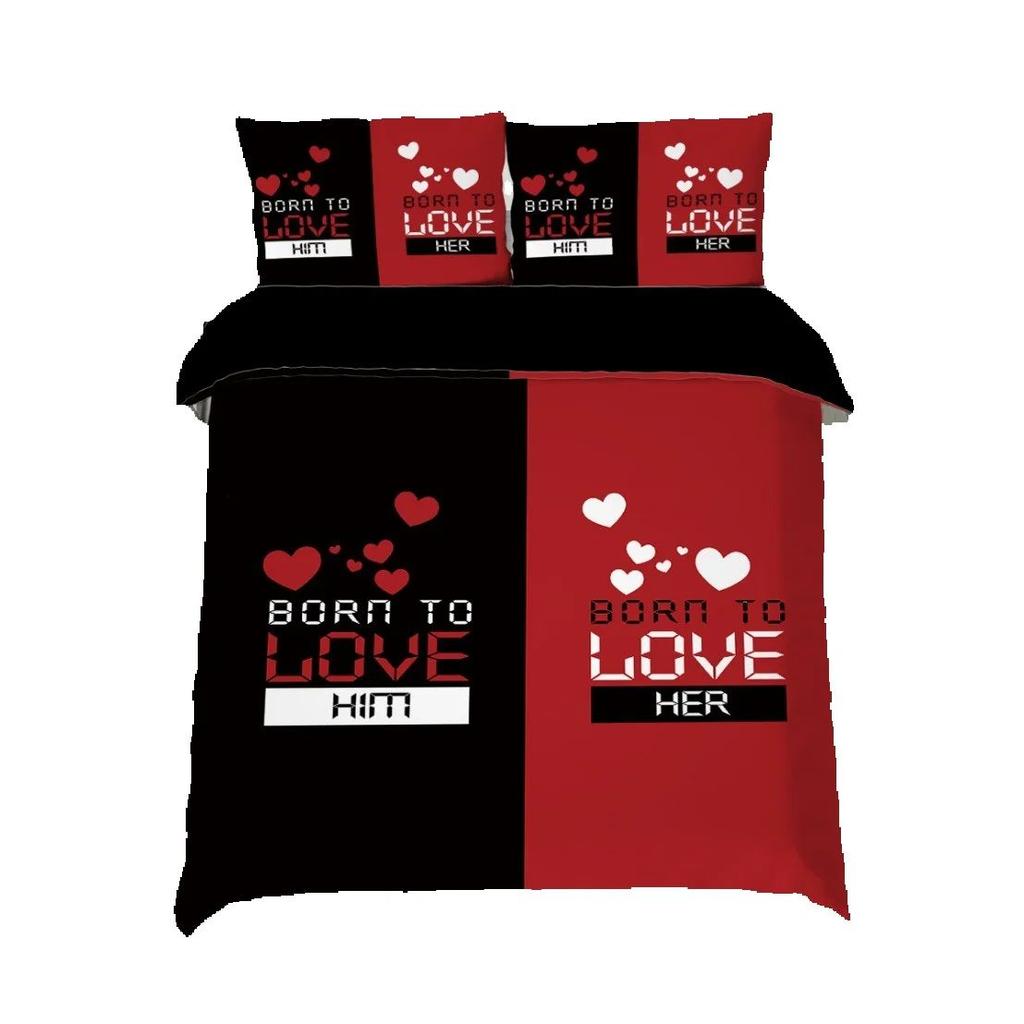 Mr Mrs Bettwäscheset Paar Liebende Geschenk Bettbezug Set Romantischer Valentinstag Bettbezug Kissenbezüge Queen King Größe 2/3 Teile