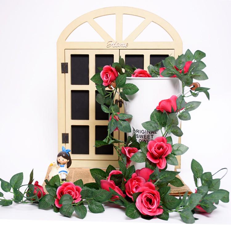 Artificial Silk Rose Vine for Ceiling or Pipe Decoration