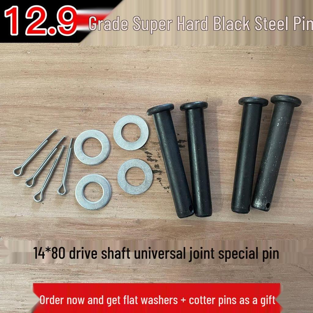 Tractor Rotavator Drive Shaft U-Joint, Steel Pin, 12.9 Grade, Red & Black, High Hardness, 14x80 mm