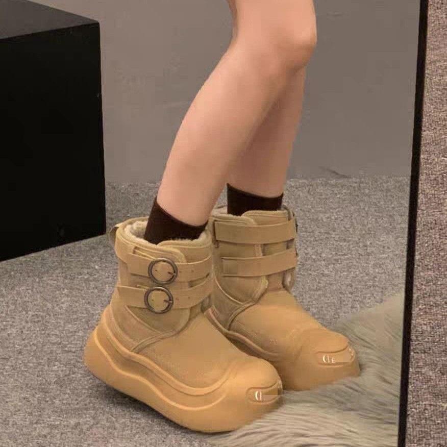 New High-top Snow Boots, Women's Cotton Shoes, Waterproof and Anti-slip Thick-soled Ankle Boots