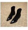 Pointed 2024 New Internet Celebrity Short Boots Spring and Autumn Boots Women's French Ankle Boots Small Thin Boots Temperament Black