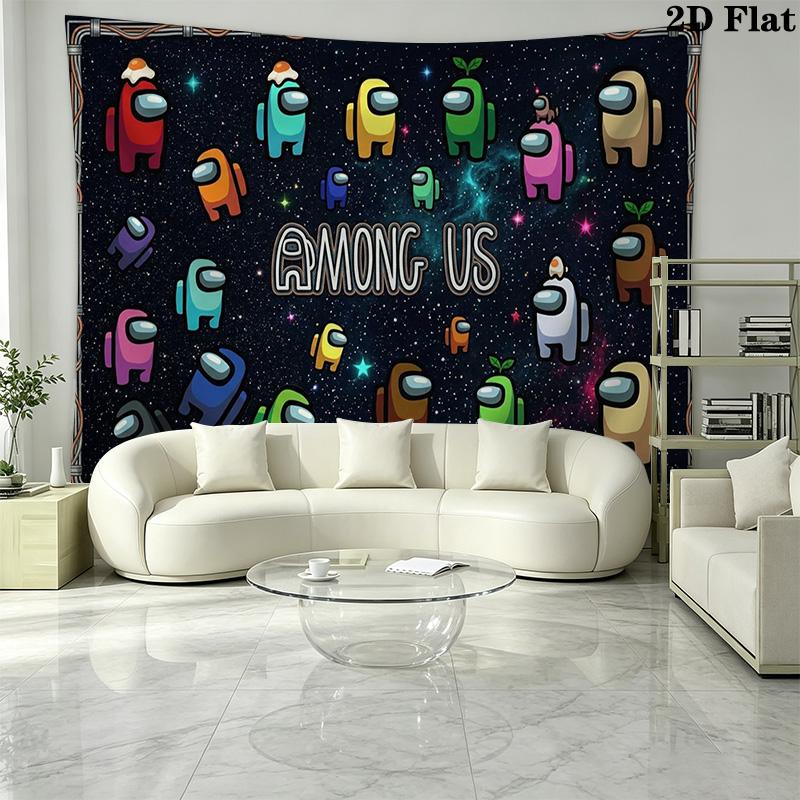 Among Us Wall Tapestry Aesthetic Wall Hanging Printed Fabric Blanket Decorative Tapestries for Bedroom Living Room Home Decor
