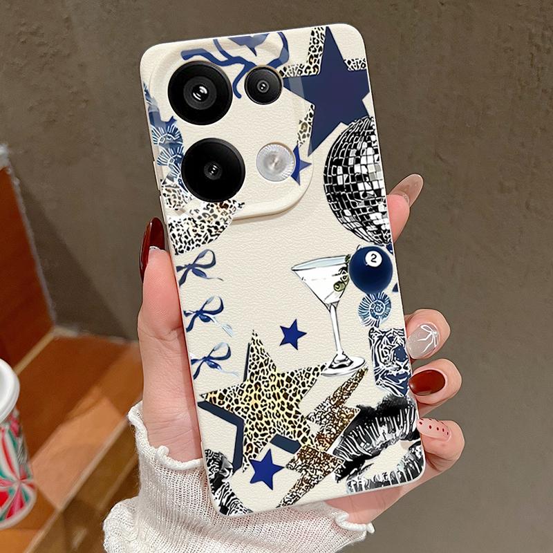 Leopard Star Disco Ball Pattern Case For Xiaomi Redmi Note 14 13 Pro 5G 4G 12 11 Funda Xiaomi 14T 13T 11T Pro Leather Texture Silicone Cover