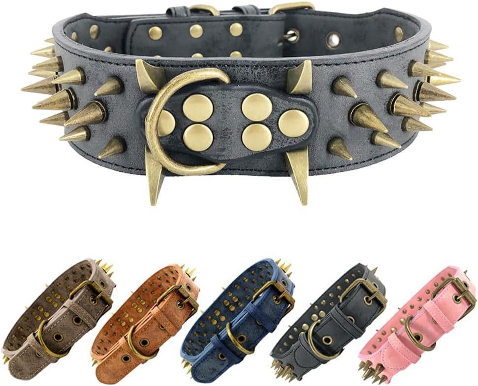 Dog Collar Microfiber Anti-Bite Rivet Neck Ring Domineering Spike Decorative Wolf Dog Neck Cover