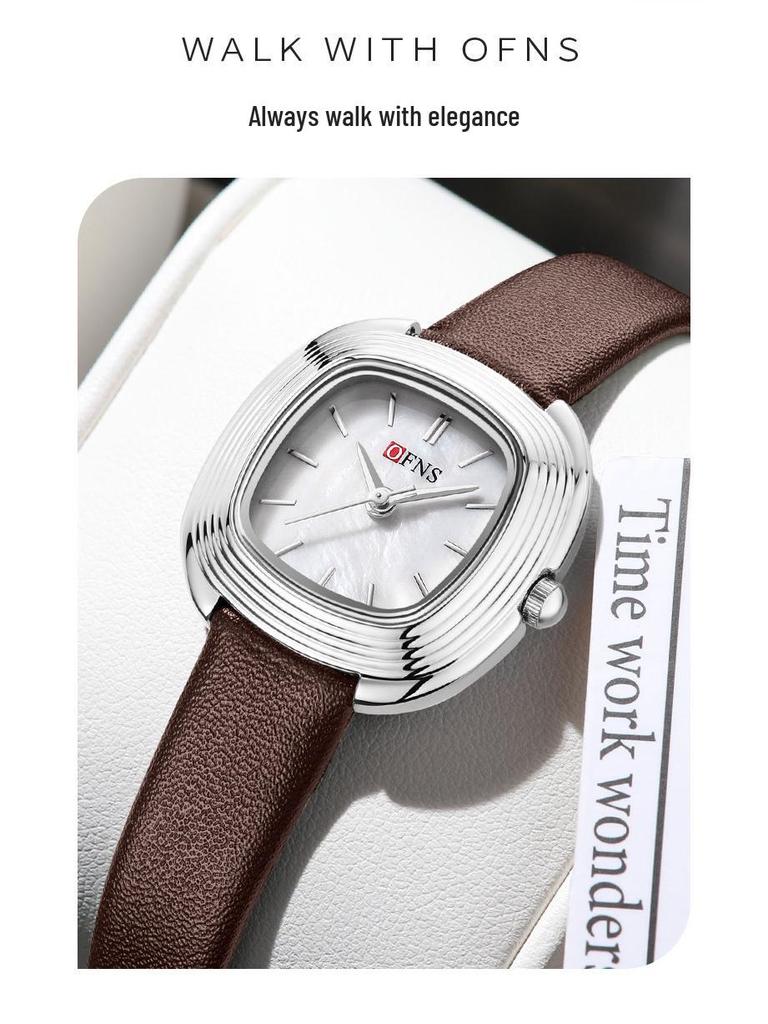 OFNS Women's Light Luxury Mother-of-Pearl Waterproof Quartz Watch - Lightweight and Stylish