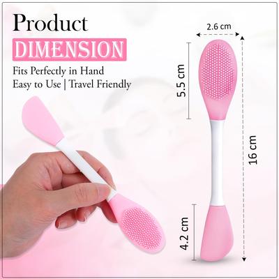 GLUN® 2 In 1 Face Mask Applicator Spetula & Lip Facial Cleansing Brush, Pack of 2 Made with Hygienic Soft Silicone Bristle For Gentle Exfoliation