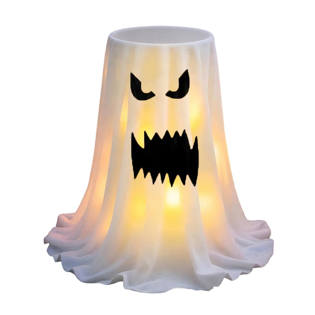 Expandable Halloween Ghost Candy Holder Storage Stand Outdoor Porch Front Door Yard Decoration Prop with LED Light Effect