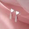 2024 Hot-Selling Niche Love Heart Tassel Stud Earrings, 925 Sterling Silver, High-End Women's Ear Ornaments