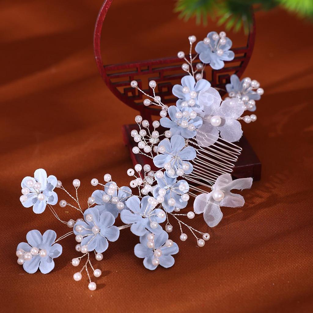 Hand-Woven Pearl Bridal Hair Comb for Photography and Special Occasions