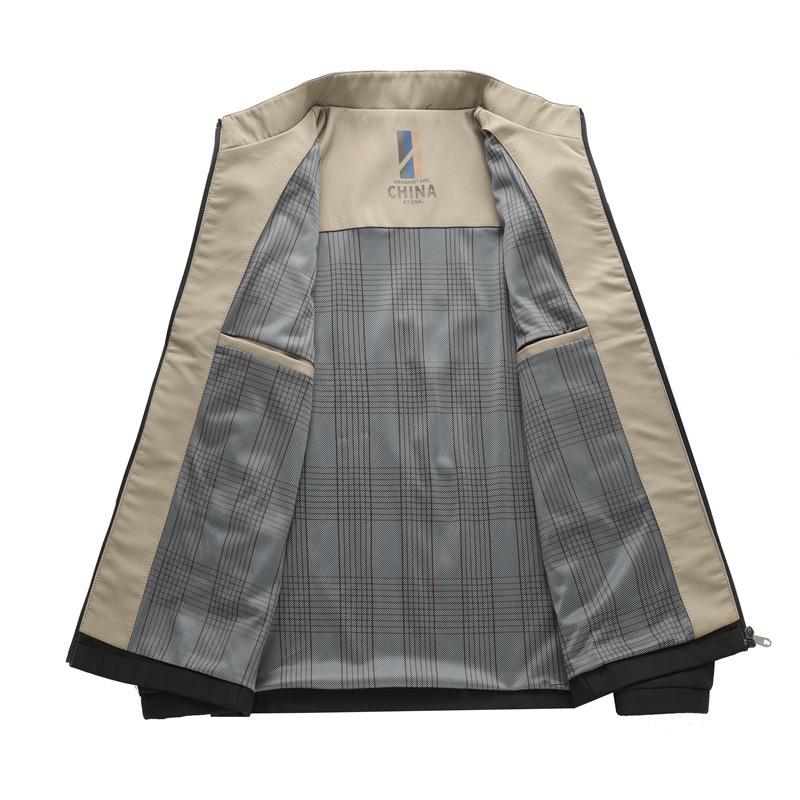 Spring and Autumn New Jacket Men's Stand-up Collar Casual Dad Middle-aged Men's Coat