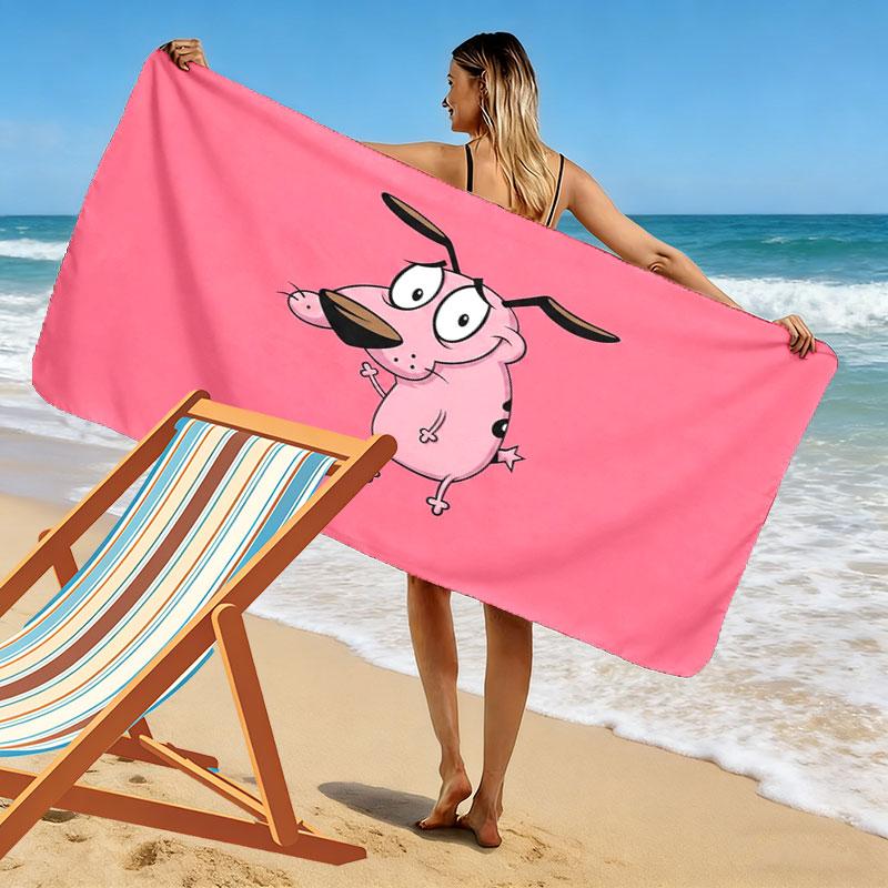 Courage the Cowardly Dog Print Beach Towel, Large Soft Quick Dry Towel for Beach Camping Swimming