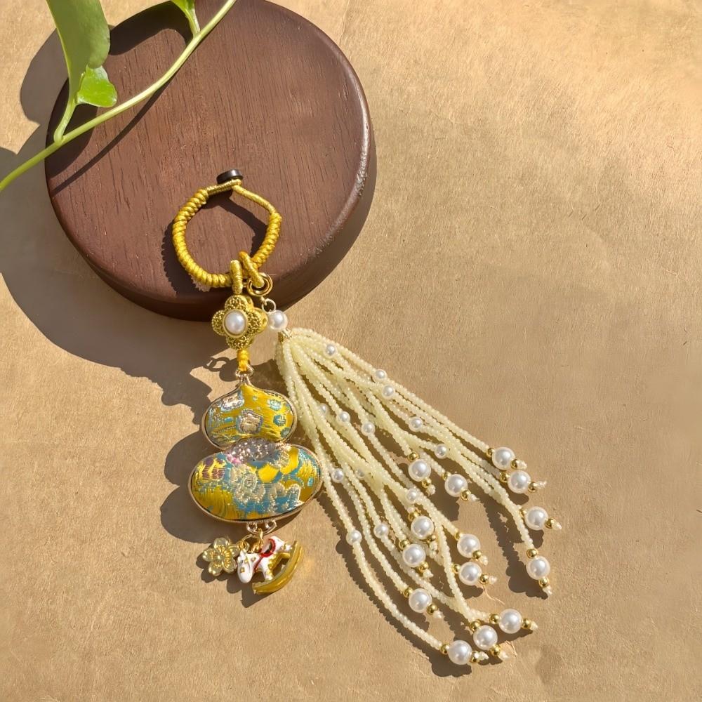 Horse Chinese Traditional Key Chain Beads Tassels Embroidered Cat Key Ring  for Gifts
