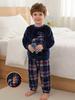 Set Pigiama in Pile per Bambino, Morbido Caldo con Stampa Dinosauro Manica Lunga Pigiami, Carino a Quadri Invernali per Bambini Piccoli 4-7 Anni Abbigliamento da Casa