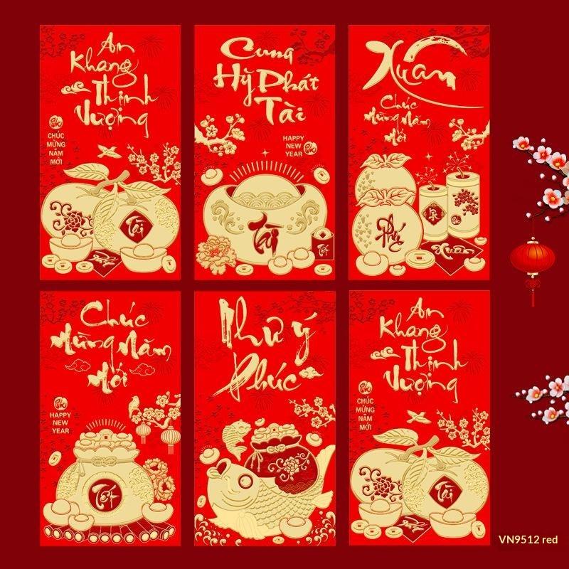6Pcs Chinese Spring Festival Red Envelopes New Year Red Envelopes Vietnamese 2027 Goat Year Money Pockets