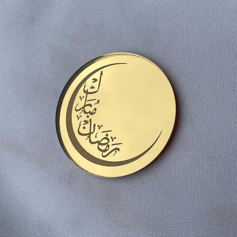 4pcs arabic Ramadan Mubarak Kareem cake Disc Cupcake Topper Eid Al-Fitr Muslim Islamic Iftar Suhoor Dessert Table Decoration