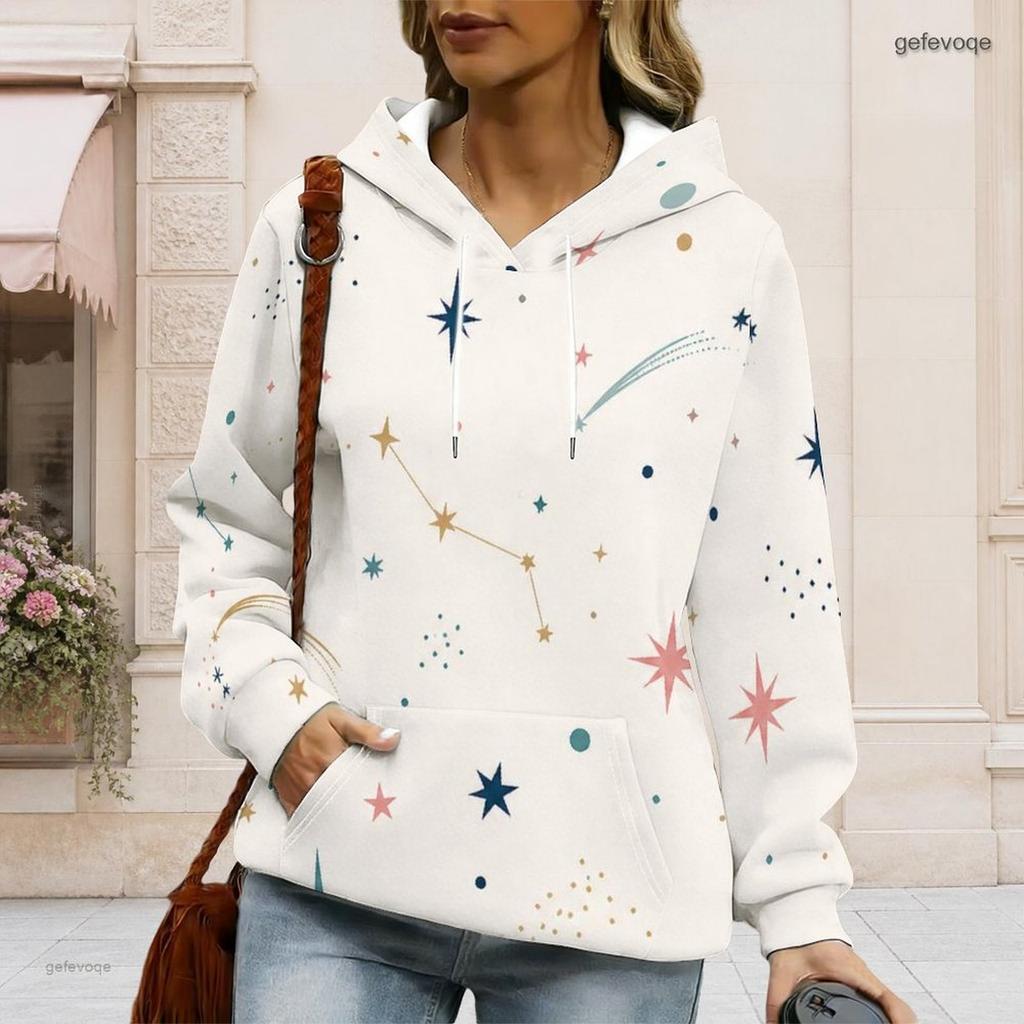 Ladies Plus Size Drawstring Hooded Sweatshirt Long Sleeve Loose Soft Casual Leisure Street Top
