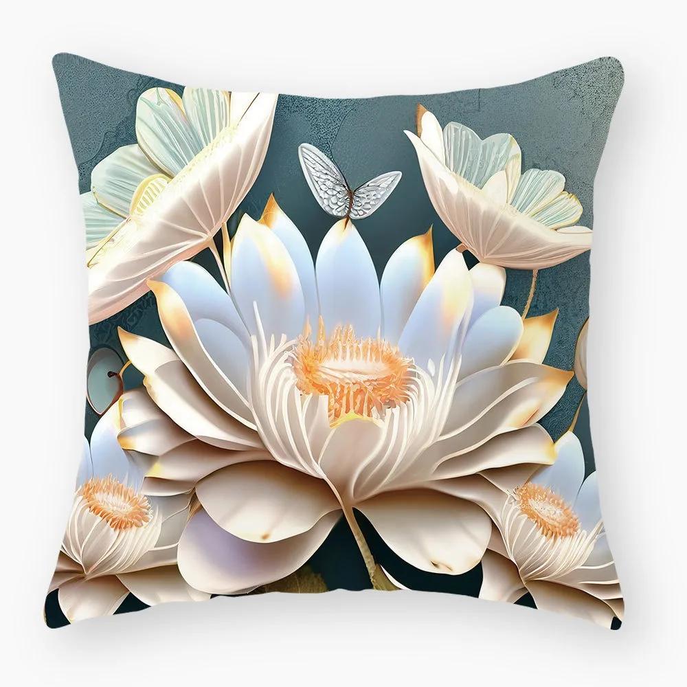 Luxuriöse Heimdeko Kissenbezug Retro Kunst Ölmalerei Stil Blumenmuster Büro Sofa Kissenbezug