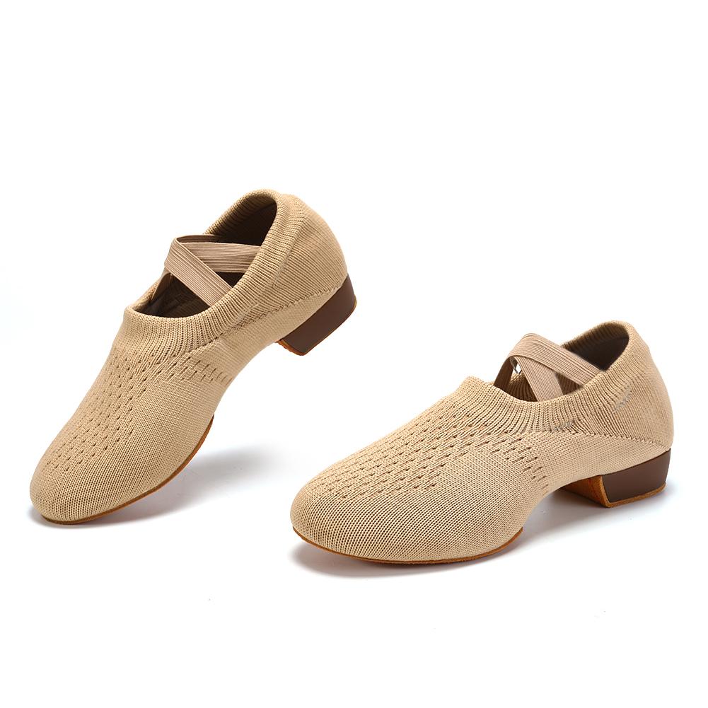Pantofi de dans cu țesătură zburătoare Balet Yoga pentru interior, cu fund plat, pantofi de dans respirabili pentru femei și fete, pantofi de dans pentru formarea profesorilor
