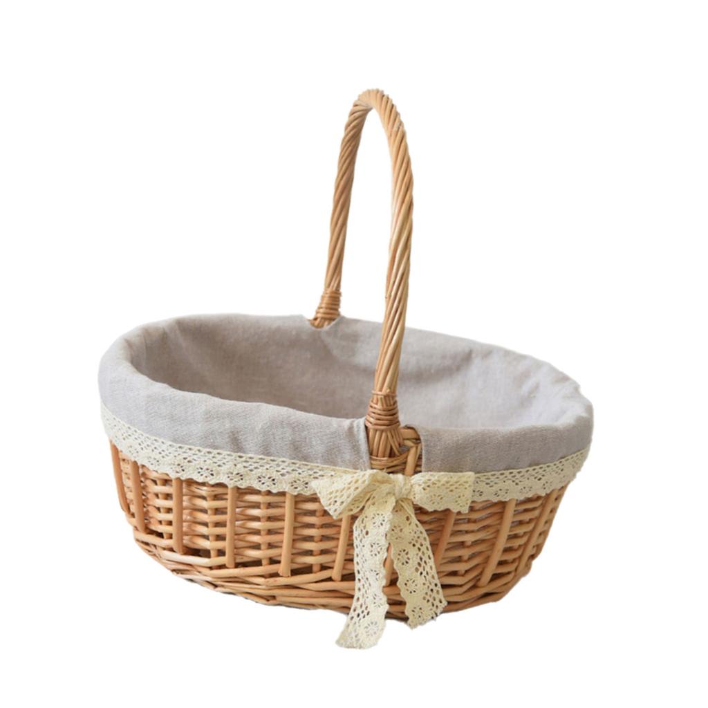 Multipurpose Willows Wicker Basket Portable for Groceries or Outdoor Activities Comfortable Handle Easy To Clean