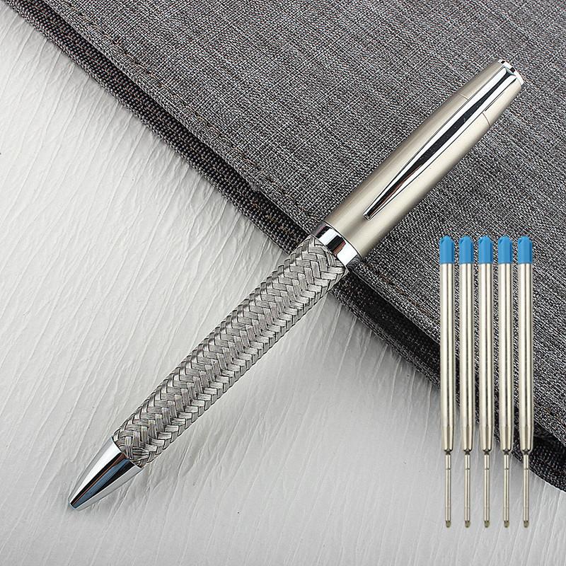 New Luxury Metal Ballpoint Pen Steel Wire Weaving Pen Ballpoint Pen Lettering School&Office Supplies