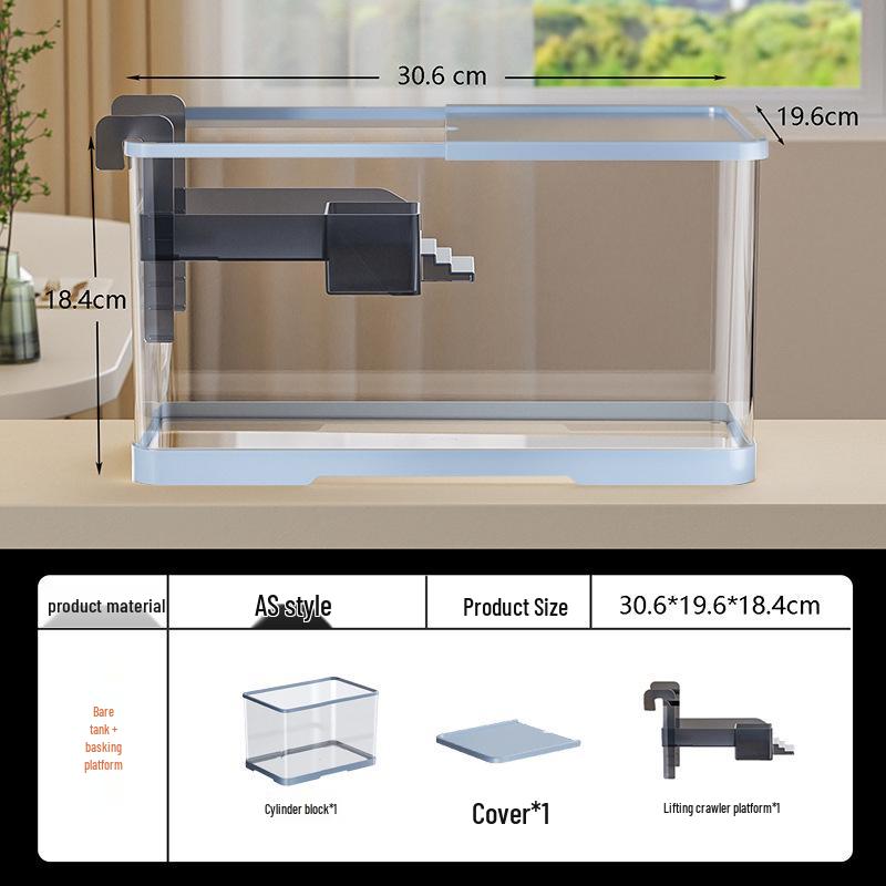 Versatile Desktop Turtle & Fish Aquarium with Basking Platform and Integrated Circulation System