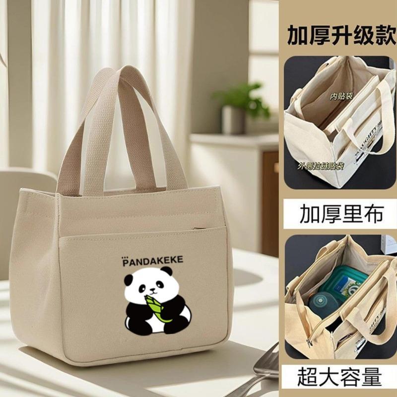 Canvas handbag large capacity simple office worker cartoon versatile lunch box mommy with rice bento bag