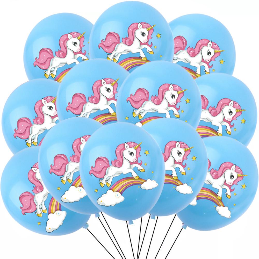 Rainbow Unicorn Latex Balloons for Kids, Birthday Party Decorations, Baby Shower, Party Toys, 12 ", 12Pcs