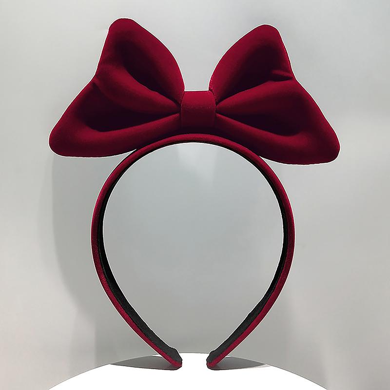 Year Red Velvet Bow Knot Headband Red Black Big Bow Knot Christmas Headwear Women Girls Hair Accessories Hair Band Ties красный